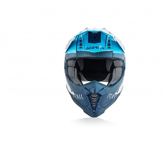 Casque de moto Cross Enduro en fibre Acerbis X-RACER VTR blanc bleu