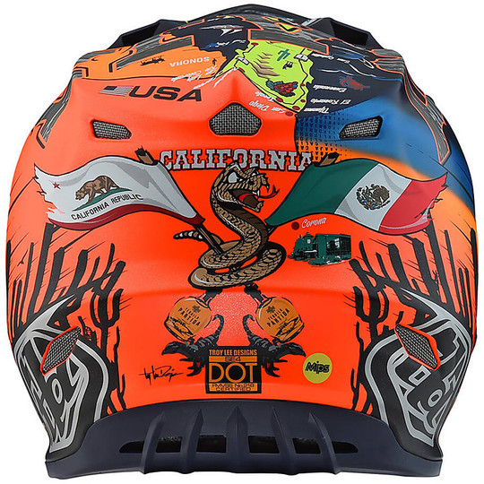 Casque de moto Cross Enduro en fibre Troy Lee Designs SE4 Composite BAJA Orange mat