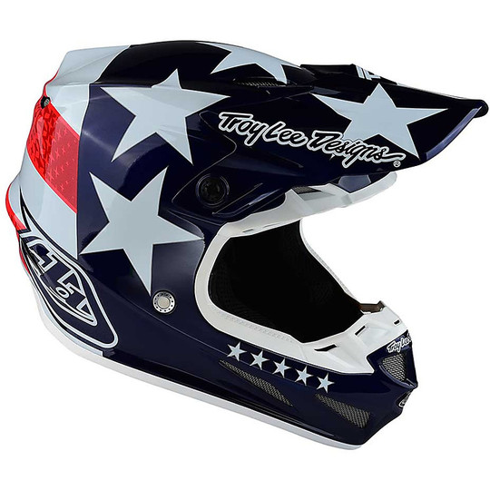 Casque de moto Cross Enduro en fibre Troy Lee Designs SE4 Composite FREEDOM Bleu
