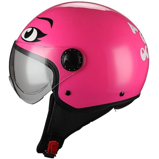 Casque de moto Demi-Jet BHR 801 Eyes Pink Domed Visor