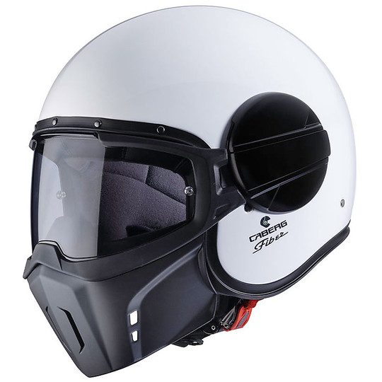 Casque de moto en fibre de jet avec protège-menton amovible Caberg Ghost blanc