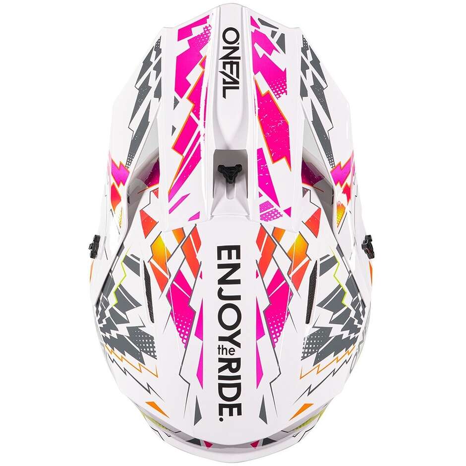 Casque de moto enduro cross Oneal 1SRS STIXX pour enfants, blanc, multicolore