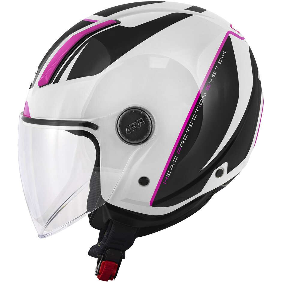 Casque de moto Givi 11.7F Logic Jet Blanc Noir Fuchsia