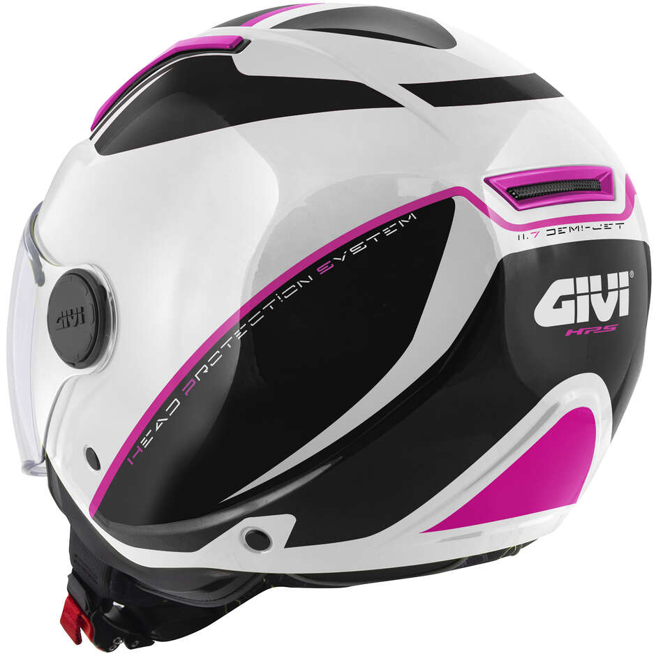 Casque de moto Givi 11.7F Logic Jet Blanc Noir Fuchsia