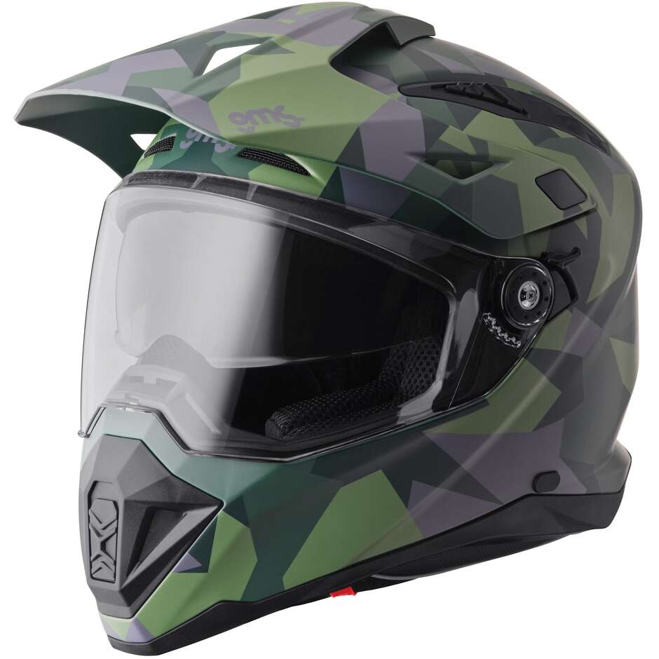 Casque de moto GMS Adventus Camo Adventure vert mat et noir camouflage