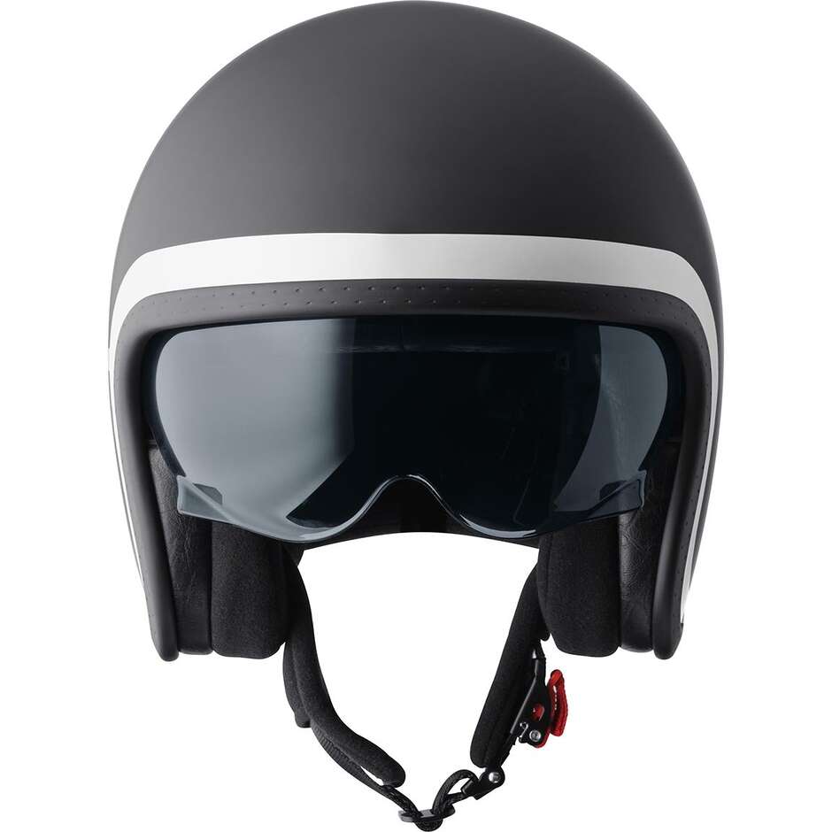 Casque de moto GMS Ride Jet, noir mat et blanc