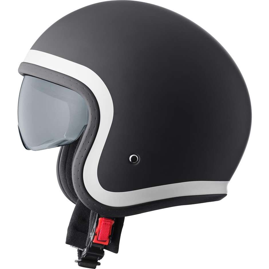 Casque de moto GMS Ride Jet, noir mat et blanc