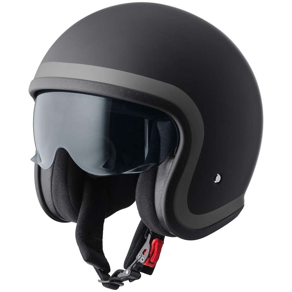 Casque de moto GMS Ride Jet, noir mat et gris