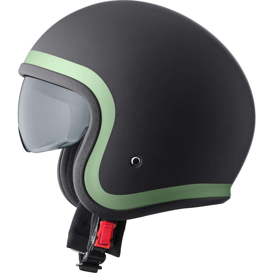 Casque de moto GMS Ride Jet, noir mat, vert foncé