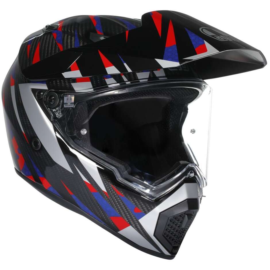 Casque de moto intégral Agv AX9 STEPPA Carbon Rouge Bleu