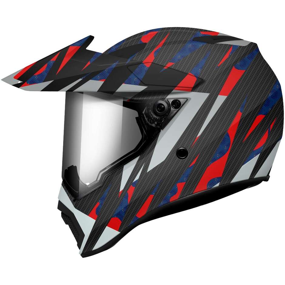 Casque de moto intégral Agv AX9 STEPPA Carbon Rouge Bleu