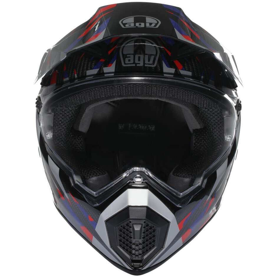 Casque de moto intégral Agv AX9 STEPPA Carbon Rouge Bleu