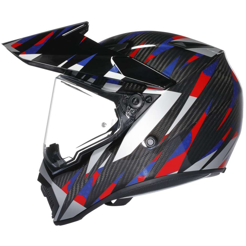 Casque de moto intégral Agv AX9 STEPPA Carbon Rouge Bleu