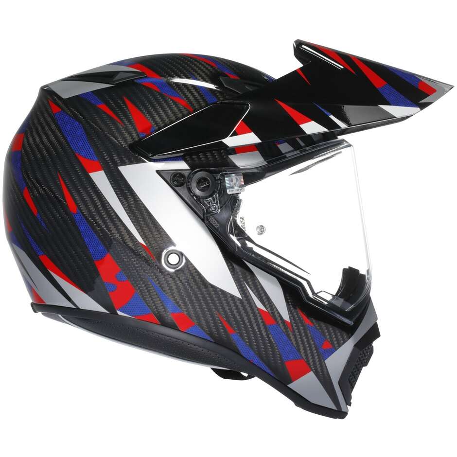 Casque de moto intégral Agv AX9 STEPPA Carbon Rouge Bleu
