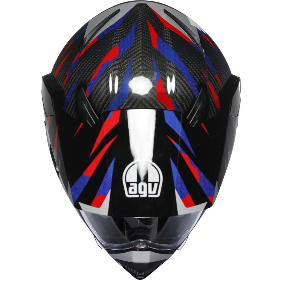 Casque de moto intégral Agv AX9 STEPPA Carbon Rouge Bleu