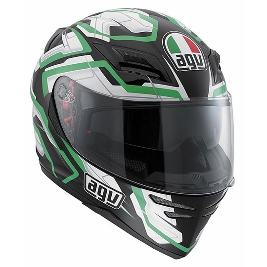 Casque de moto intégral AGV Horizon Multi Stamina Noir Blanc Vert