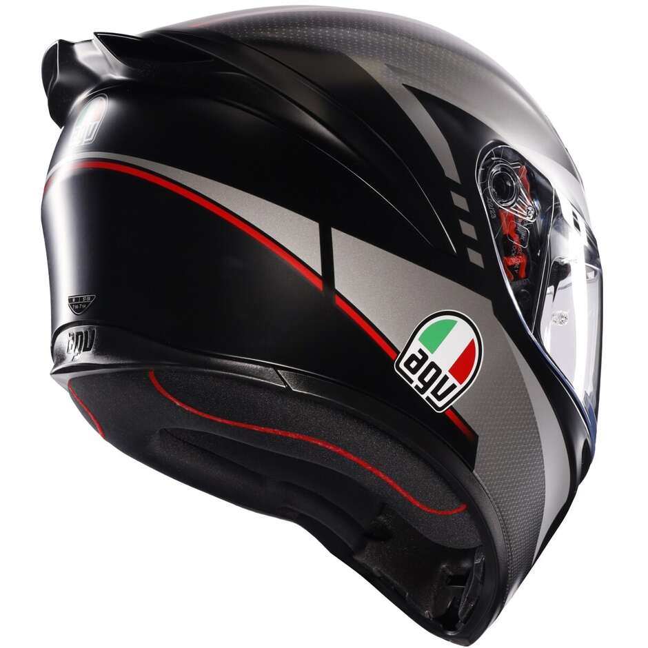 Casque de moto intégral AGV K1 S LAP noir mat gris rouge