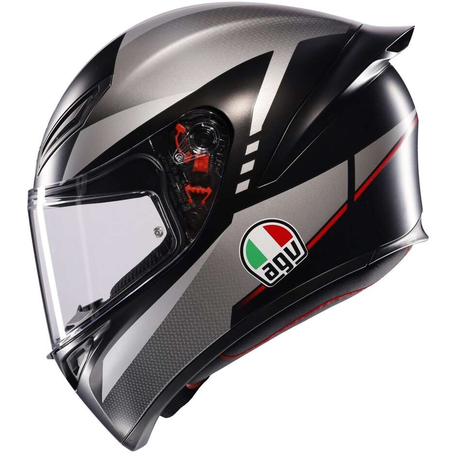 Casque de moto intégral AGV K1 S LAP noir mat gris rouge