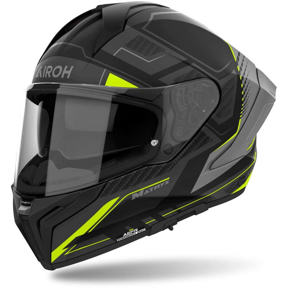 Casque de moto intégral Airoh MATRYX ROCKET jaune mat