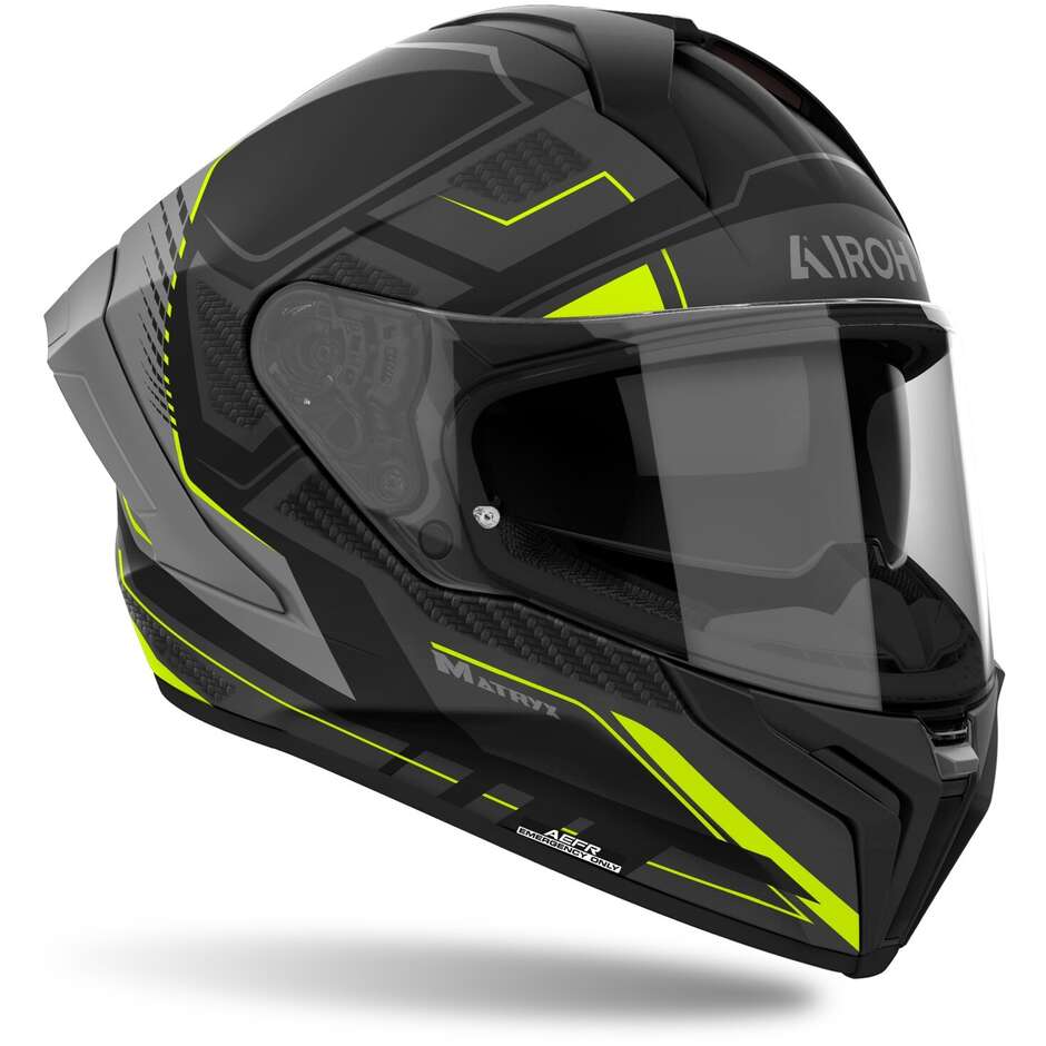Casque de moto intégral Airoh MATRYX ROCKET jaune mat