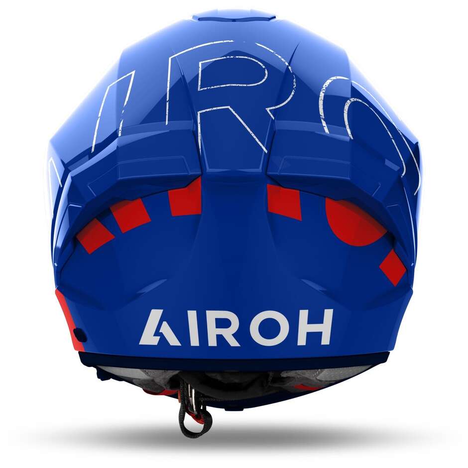 Casque de moto intégral Airoh MATRYX SCOPE bleu brillant rouge
