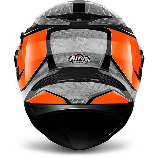 Casque de moto intégral Airoh mouvement S Acier Noir Orange brillant