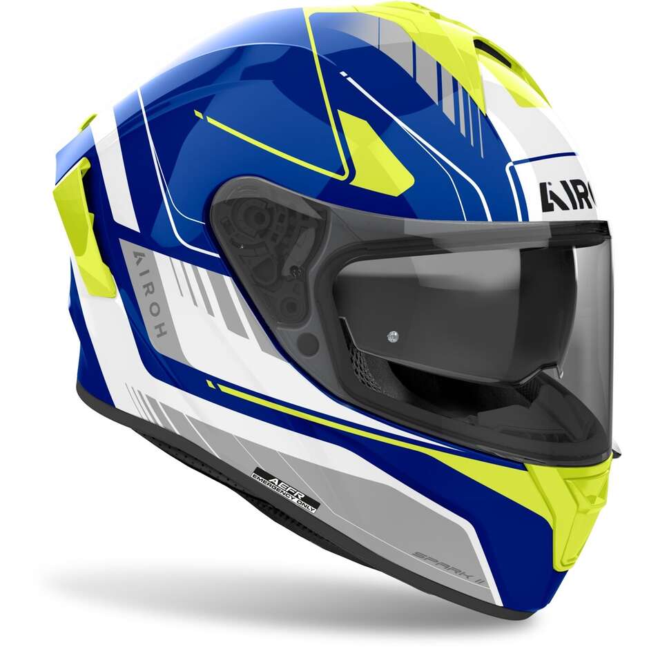 Casque de moto intégral Airoh SPARK 2 CHRONO bleu jaune