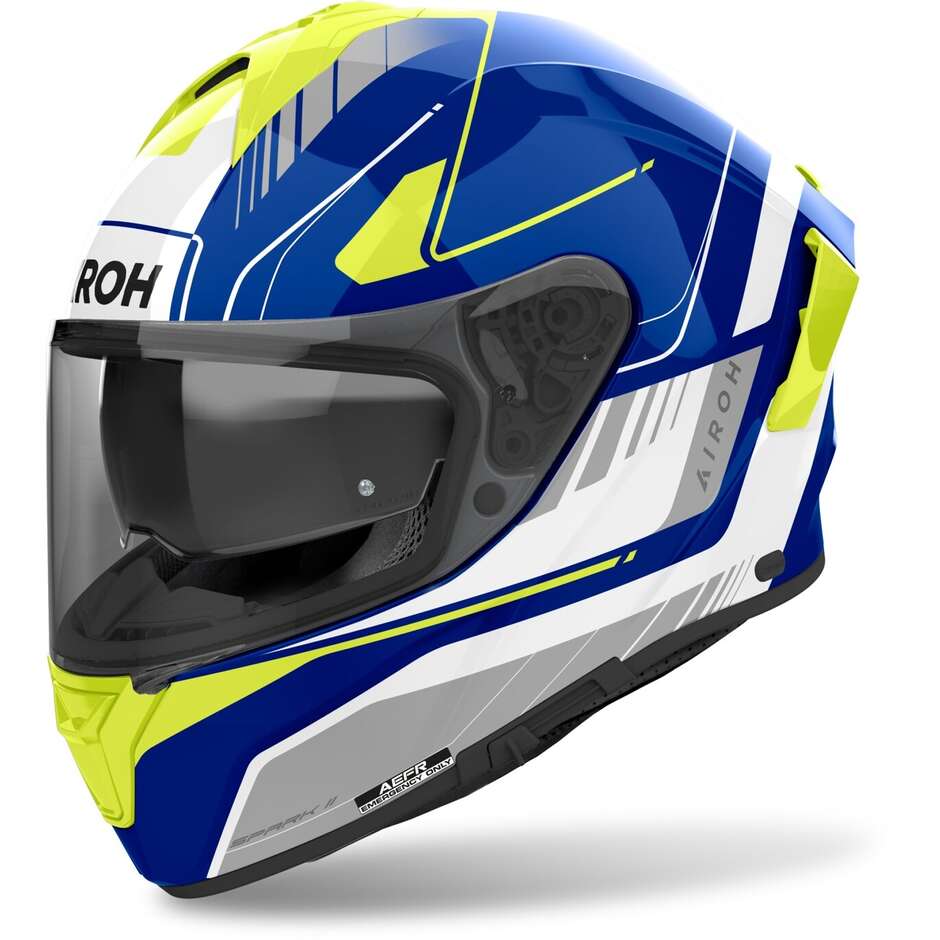 Casque de moto intégral Airoh SPARK 2 CHRONO bleu jaune