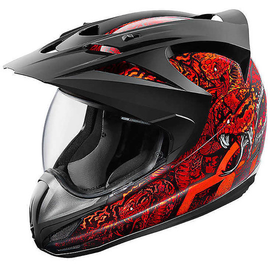 Casque de moto intégral All Road Icon Variant Cottonmouth Red