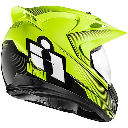 Casque de moto intégral All Road Icon Variant DoubleStack Yellow Fluo