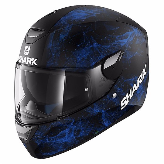 Casque de moto intégral avec Shark LED SKWAL HIYA Mat Black Blue