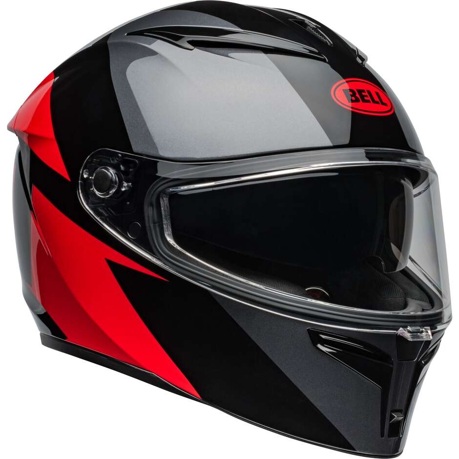 Casque de moto intégral Bell LITHIUM SHEAR gris métallisé rouge
