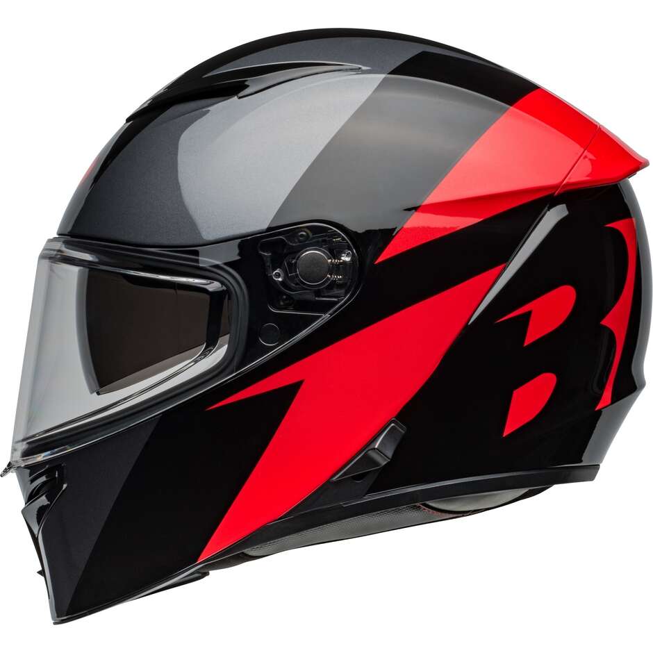 Casque de moto intégral Bell LITHIUM SHEAR gris métallisé rouge