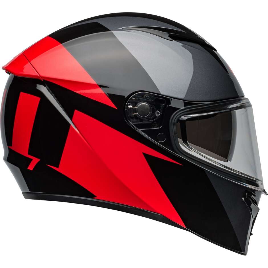 Casque de moto intégral Bell LITHIUM SHEAR gris métallisé rouge