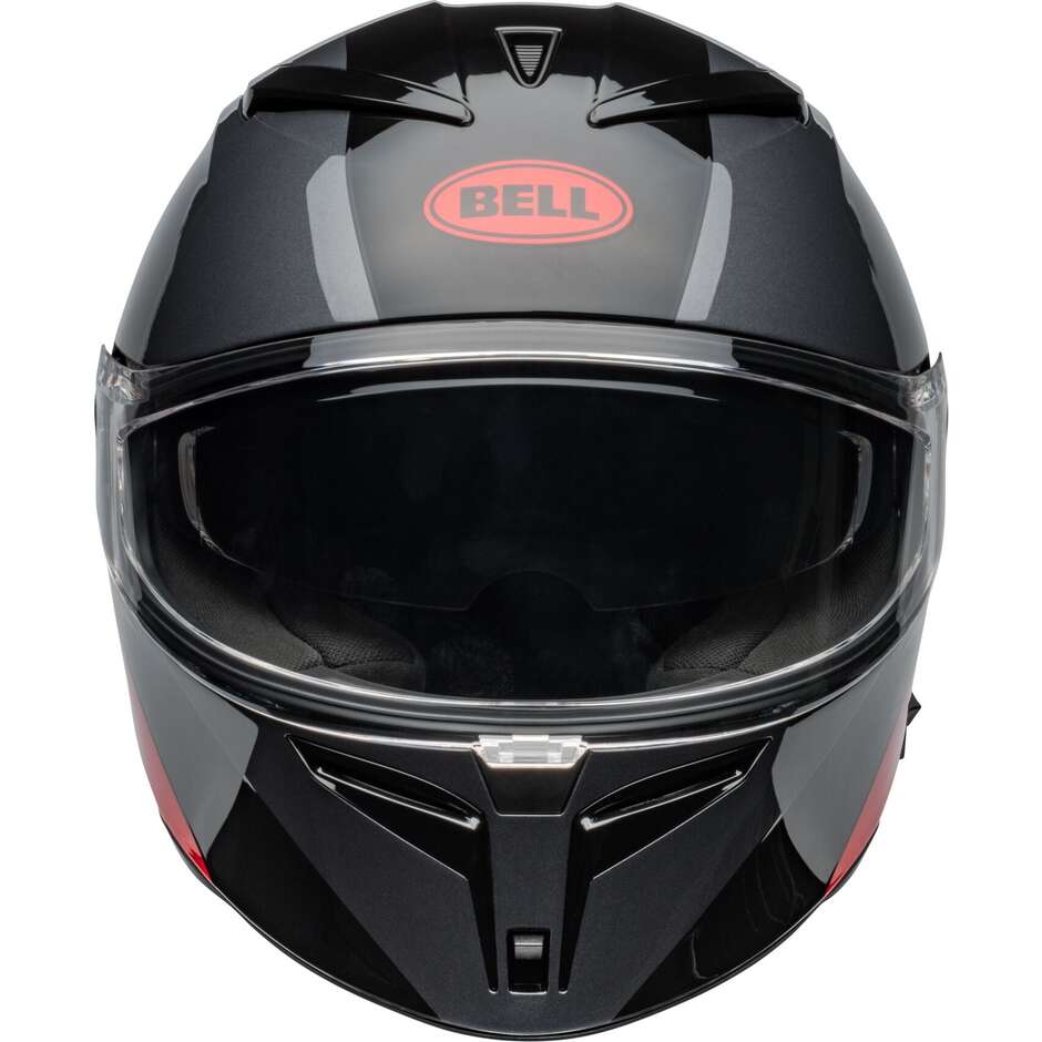 Casque de moto intégral Bell LITHIUM SHEAR gris métallisé rouge