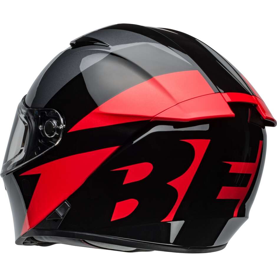 Casque de moto intégral Bell LITHIUM SHEAR gris métallisé rouge