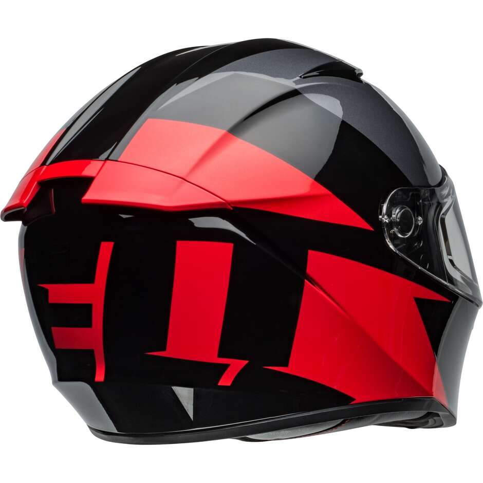 Casque de moto intégral Bell LITHIUM SHEAR gris métallisé rouge
