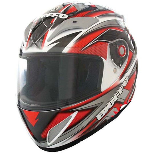 Casque de moto intégral Bieffe en fibre Sintek RY2 noir rouge blanc