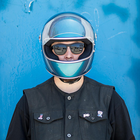 Casque de moto intégral Biltwell modèle Gringo S avec visière bleu Pacifique