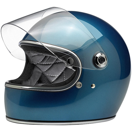 Casque de moto intégral Biltwell modèle Gringo S avec visière bleu Pacifique