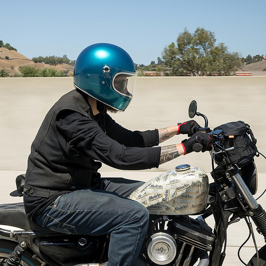 Casque de moto intégral Biltwell modèle Gringo S avec visière bleu Pacifique