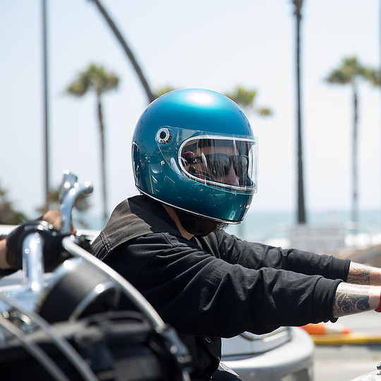 Casque de moto intégral Biltwell modèle Gringo S avec visière bleu Pacifique