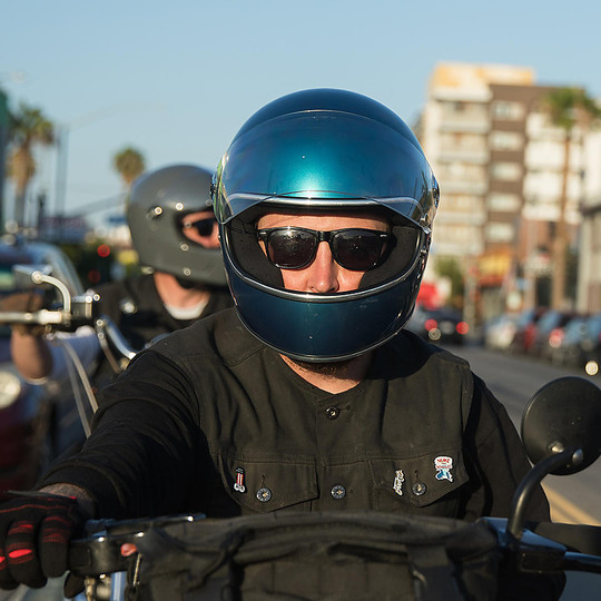 Casque de moto intégral Biltwell modèle Gringo S avec visière bleu Pacifique