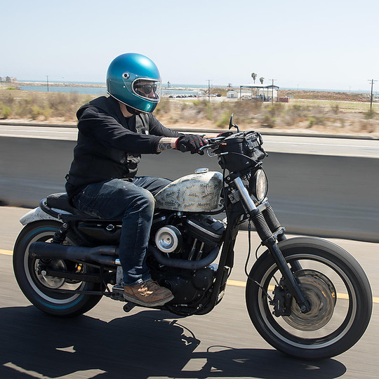 Casque de moto intégral Biltwell modèle Gringo S avec visière bleu Pacifique