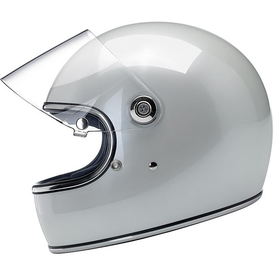 Casque de moto intégral Biltwell modèle Gringo S avec visière métallique blanc perle