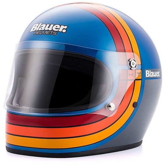 Casque de moto intégral Blauer 80'S Vintage Limited Edition Blue