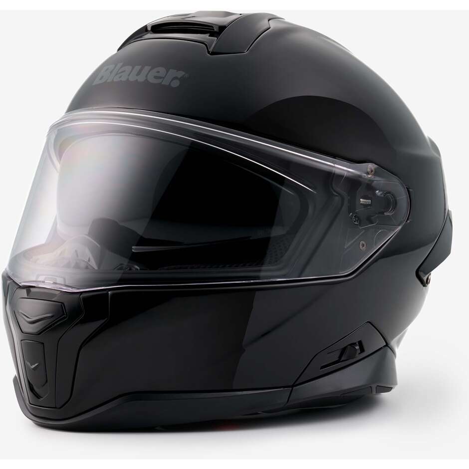 Casque de moto intégral Blauer FF01 en mono visière double fibre noir brillant