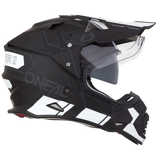 Casque de moto intégral Cross Enduro avec visière peigne Oneal Sierra noir blanc