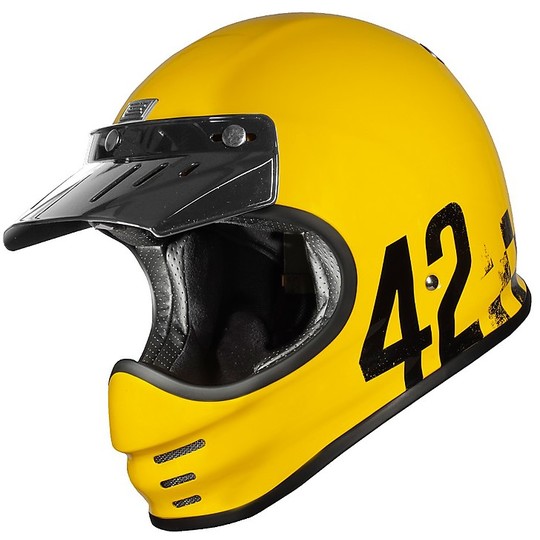 Casque de moto intégral des années 70 d'origine VIRGO DANNY jaune brillant