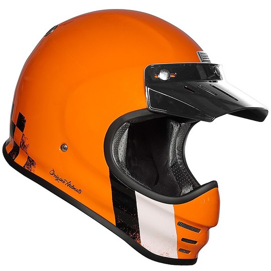 Casque de moto intégral des années 70 origine VIRGO DANNY Orange brillant